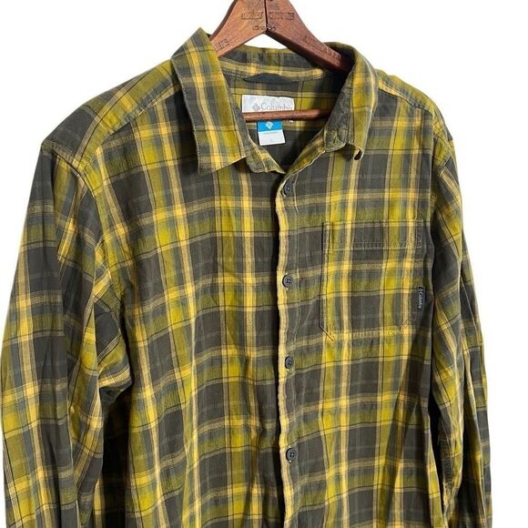 Columbia Plaid Performance Long Sleeve Button Down Shirt Green Size Large - Picture 2 of 6